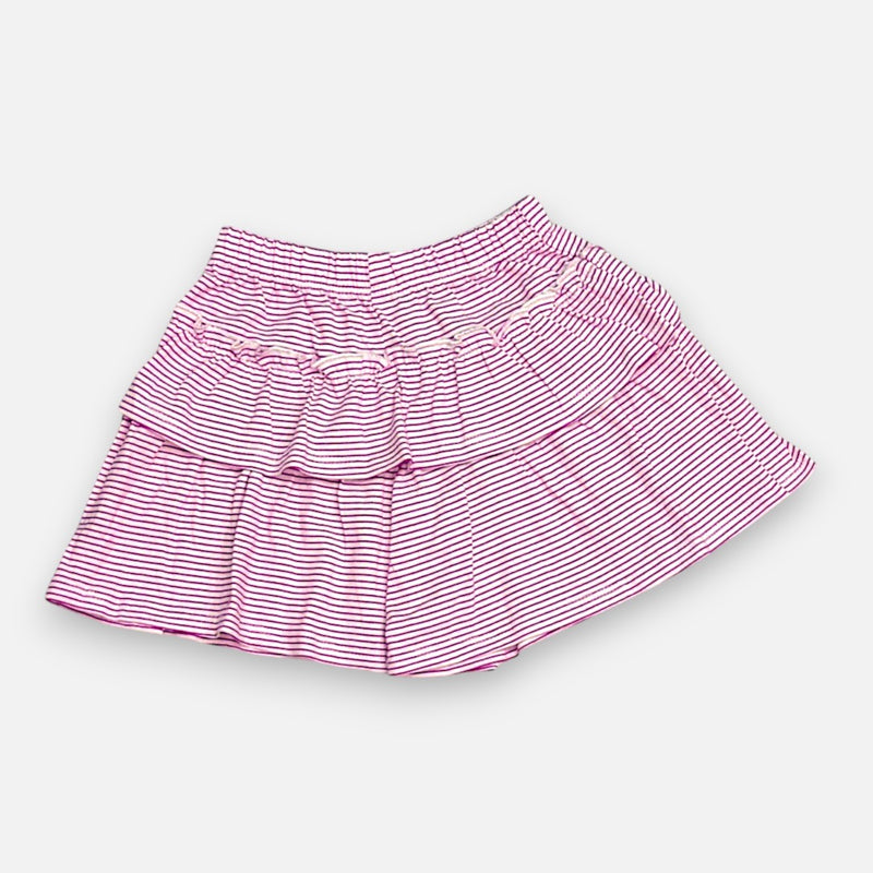 Red Striped Ruffled Skirt