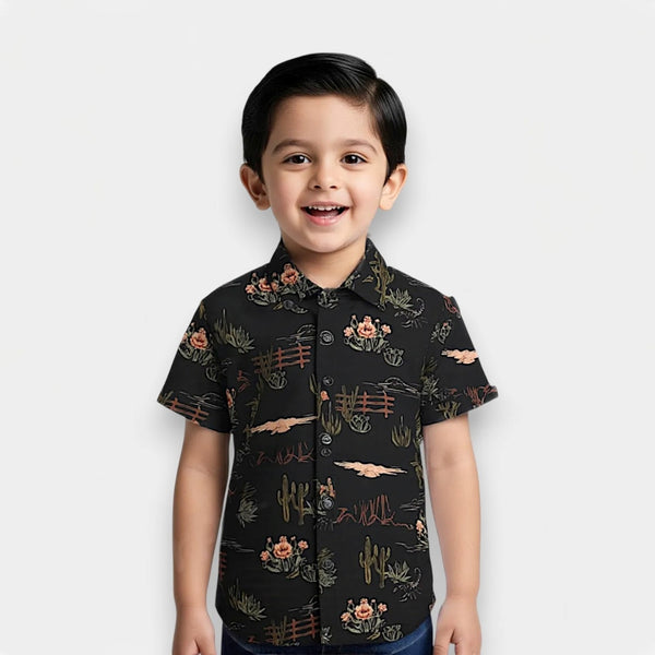 Black Half-Sleeves Casual Shirt