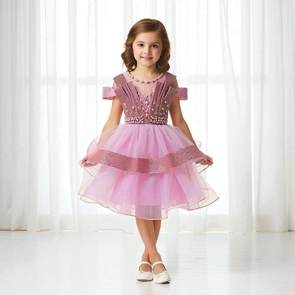Mauve Elegant Pink Knee Length Princess Dress