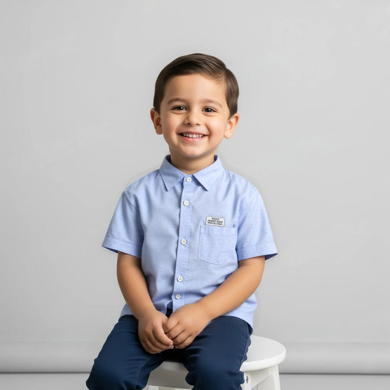 Blue Casual Thin Striped Shirt Half Sleeves
