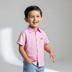 Pink Casual Thin Striped Shirt Half Sleeves
