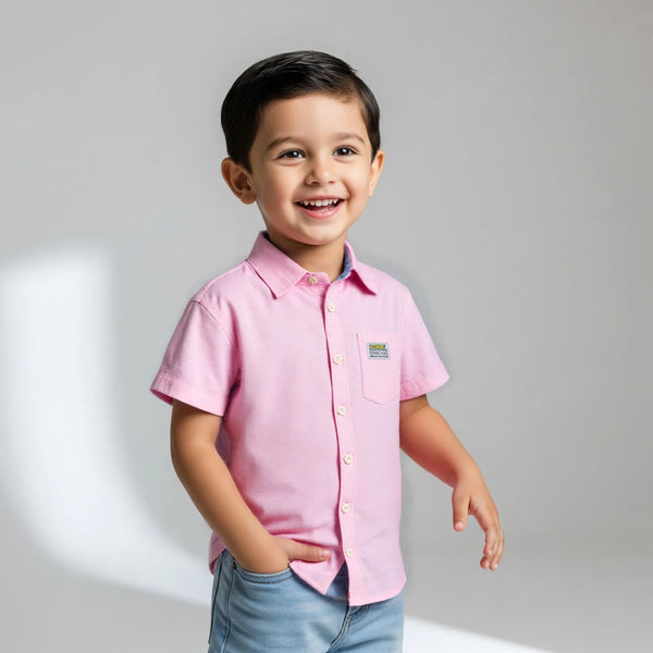 Pink Casual Thin Striped Shirt Half Sleeves