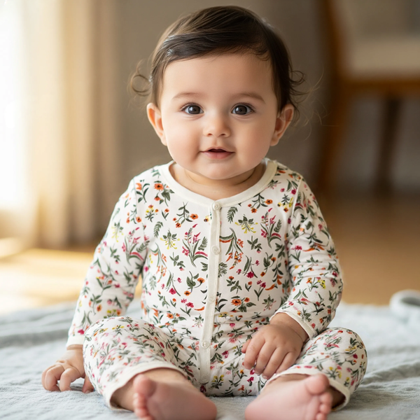White Printed Full Sleeves Rompers