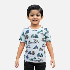 Blue Round Neck Printed T-shirt