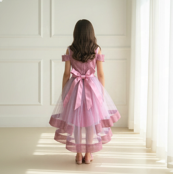 Mauve Elegant Pink Knee Length Princess Dress