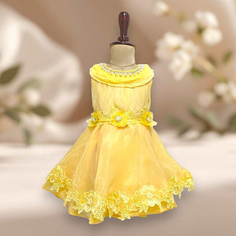 Yellow Knee Length Princess Dress